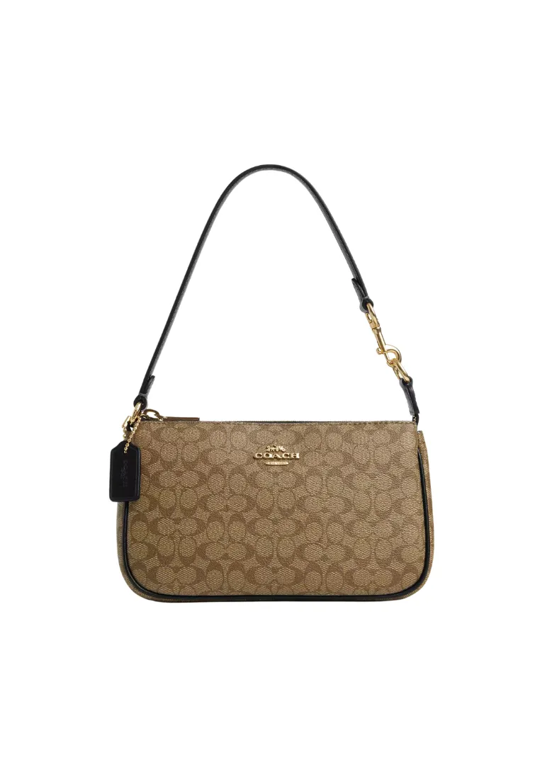 ( PREORDER ) Coach Nolita 19 
 Shoulder Bag Colorblock Signature Canvas In Signature Canvas Gold Khaki Black


 CS445