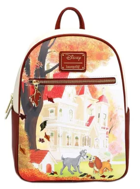 12" Disney - Lady and the Tramp Scene Faux Leather Mini Backpack Bag Loungefly Exclusive