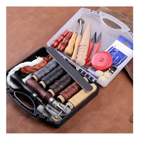 1set Leather Craft Tools Leather Working Tools Kit With Storage Bag Leather Carving Tools Leather Craft Making For Cutting Punching Sewing Carving Stamping Leather Tooling Kit