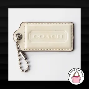 2.5" Large COACH WHITE IVORY PATENT LEATHER KEY FOB BAG CHARM KEYCHAIN HANG TAG