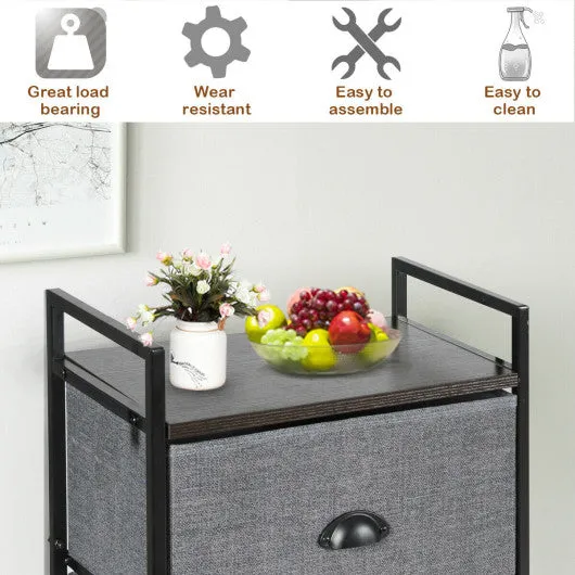 3-in-1 Portable Multifunctional  Dresser with 8 Fabric Drawers and Metal Rack