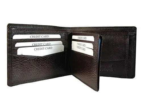 3D Pattern Genuine Leather Dark Brown Wallet