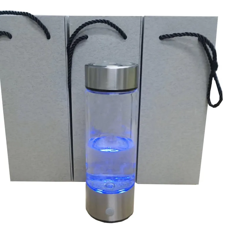 420ML Portable Electrolysis Hydrogen Generator Water Filter Bottle Glass