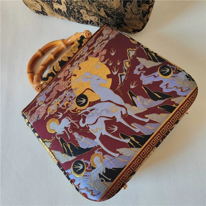 9 Colored Deer 九色鹿 Bamboo Handle Brocade Bag