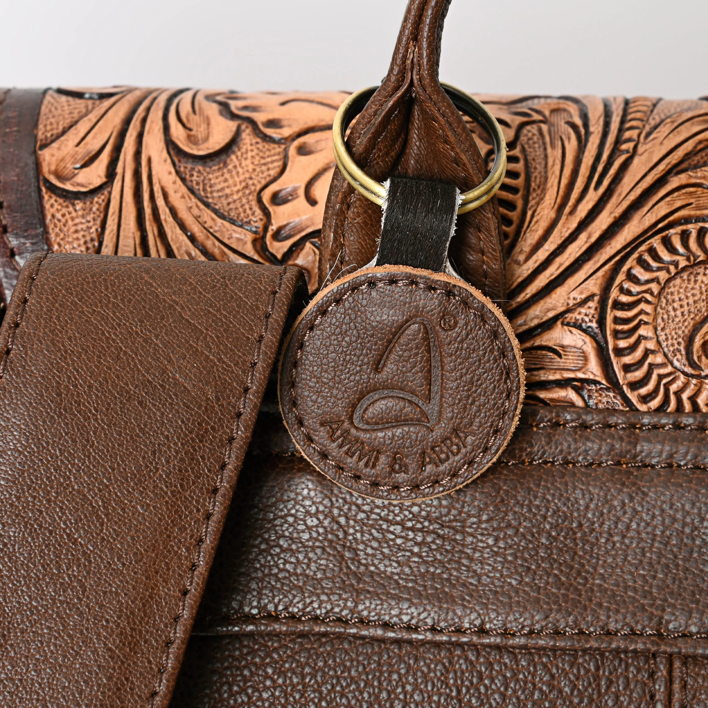 A&A-873  Montana West Genuine Hair-On Cowhide Leather Hand Tooled Collection Backpack