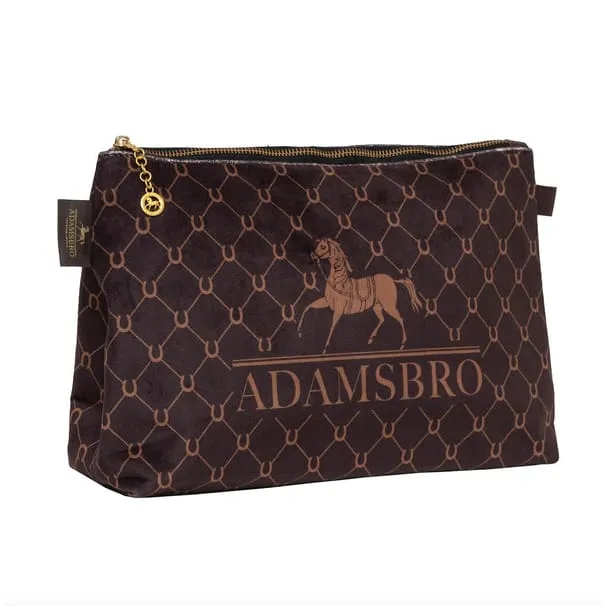 Adamsbro Velvet Toiletry Bag Brown