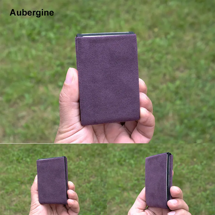 Alcantara Minimalist Wallet: Durable, Lightweight, and Ultra Slim RFID Mens Wallet- Aubergine