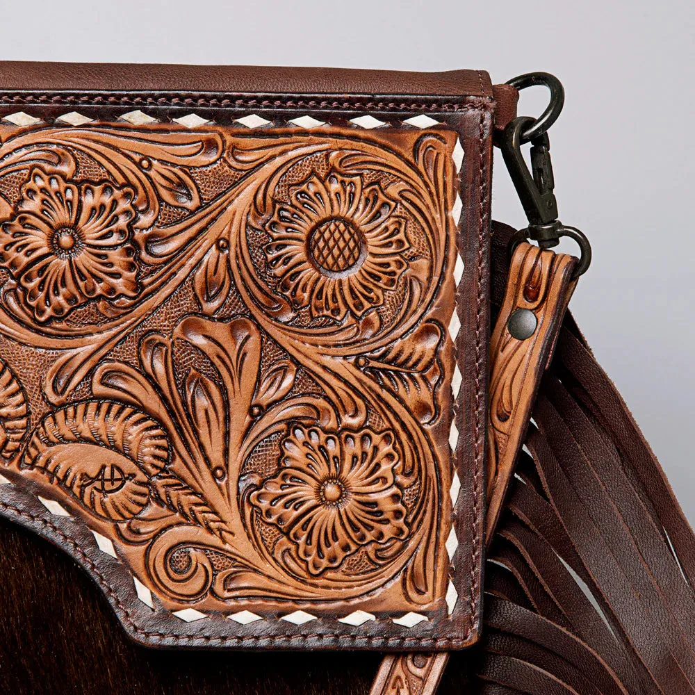 American Darling Hide Fringe Tooled Crossbody Purse