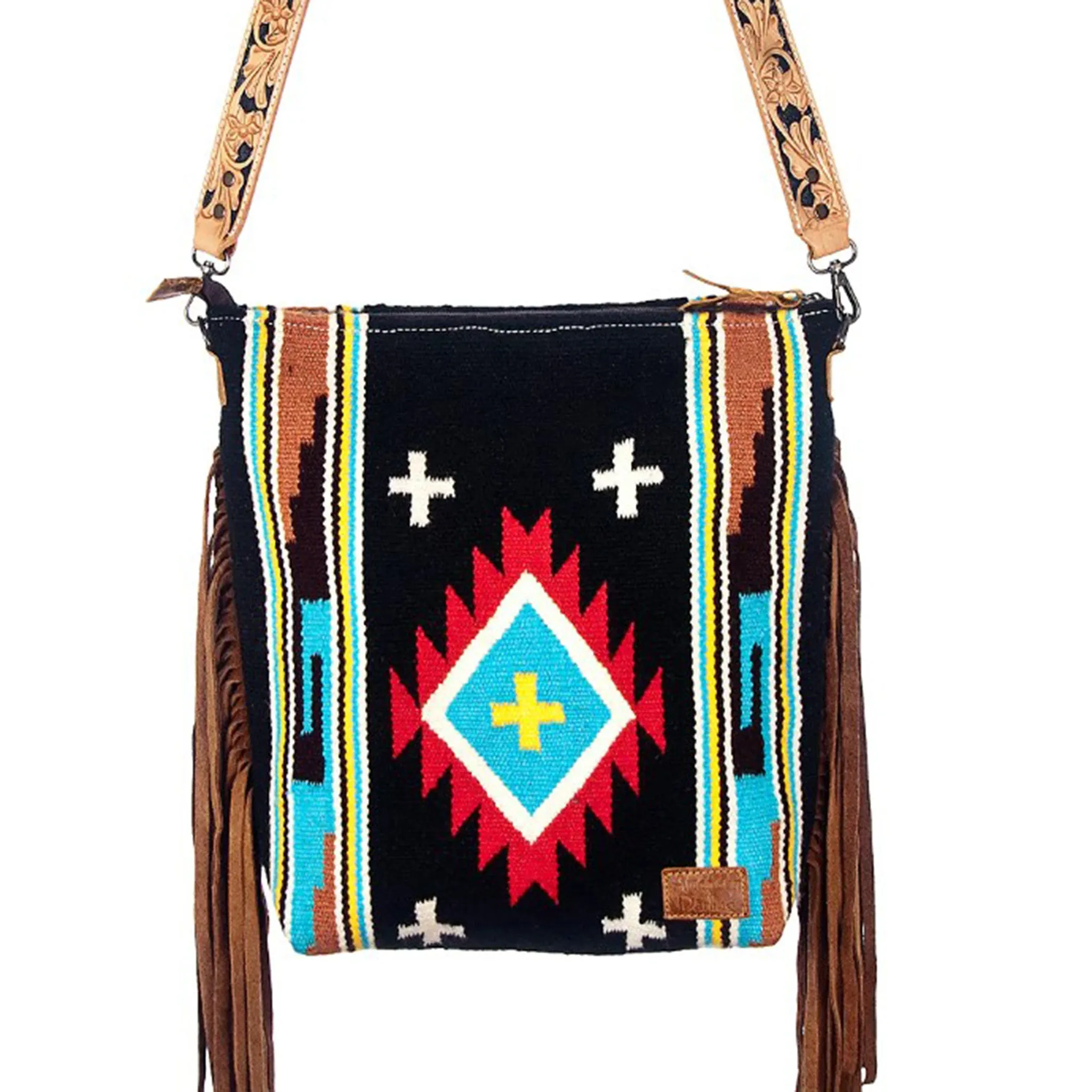 American Darling Tooled Aztec Fringe Crossbody