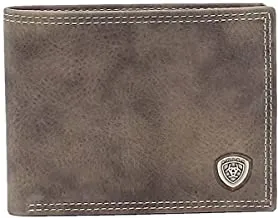 ARIAT Men's Shield Concho Grey Bifold Wallet A3545006