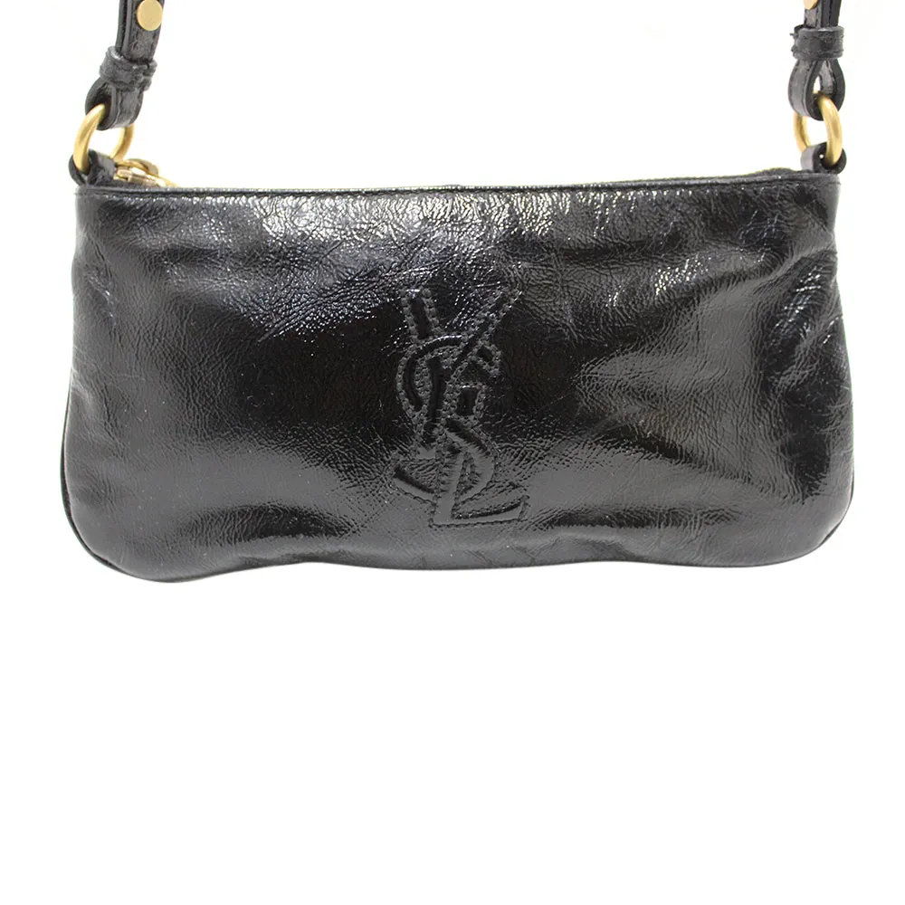 Authentic YSL Yves Saint Laurent Black Patent Leather Mini Messenger Bag