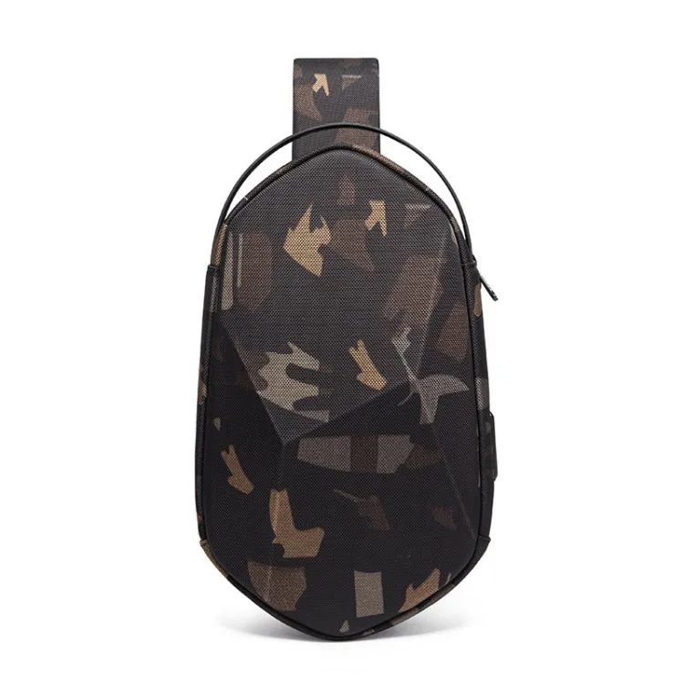 BANGE Chest Bag Men Shoulder Bag Hard Shell Polyhedron Messenger Bag (Camouflage)