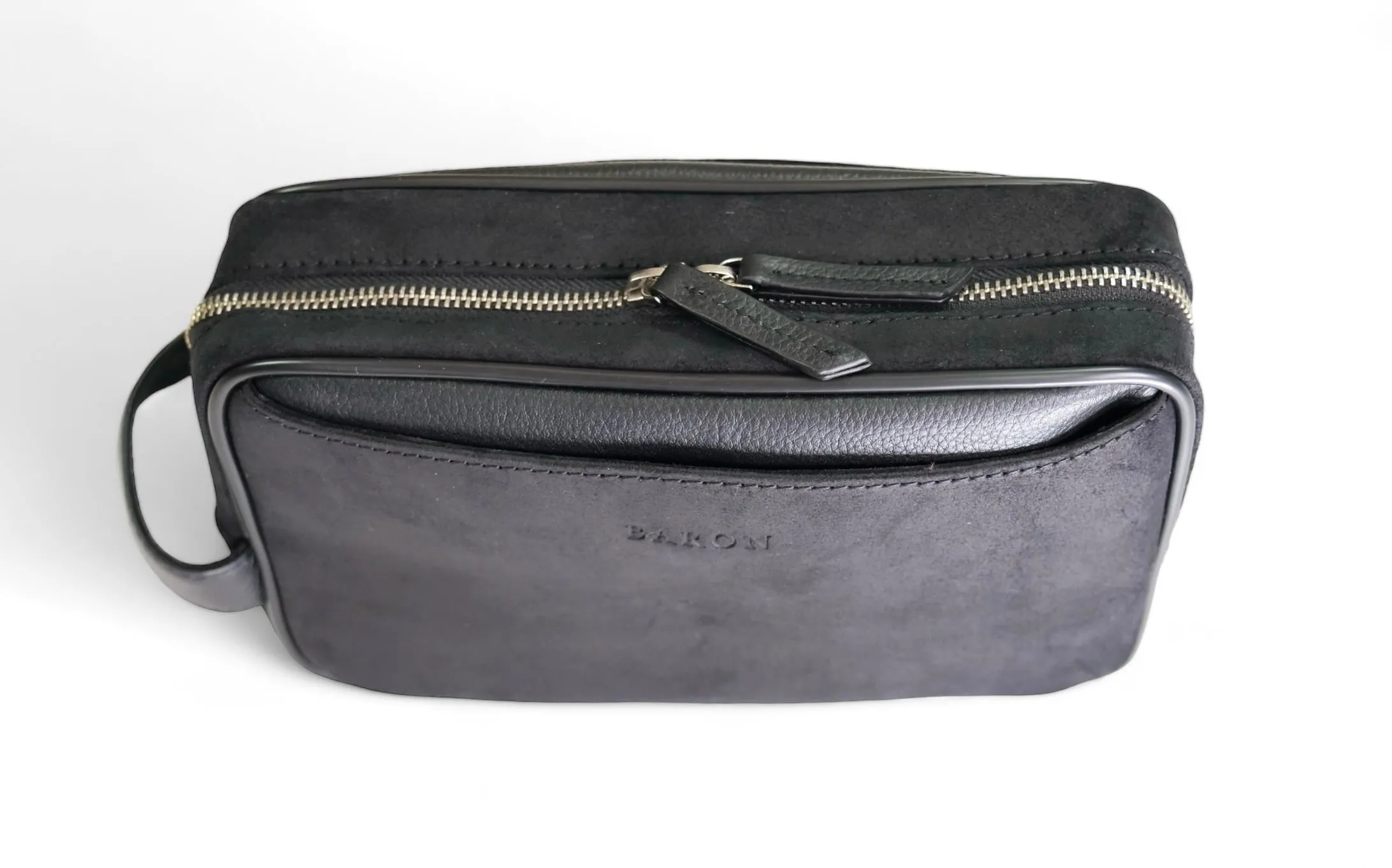 Baron - Black Waxed Suede Wash Bag