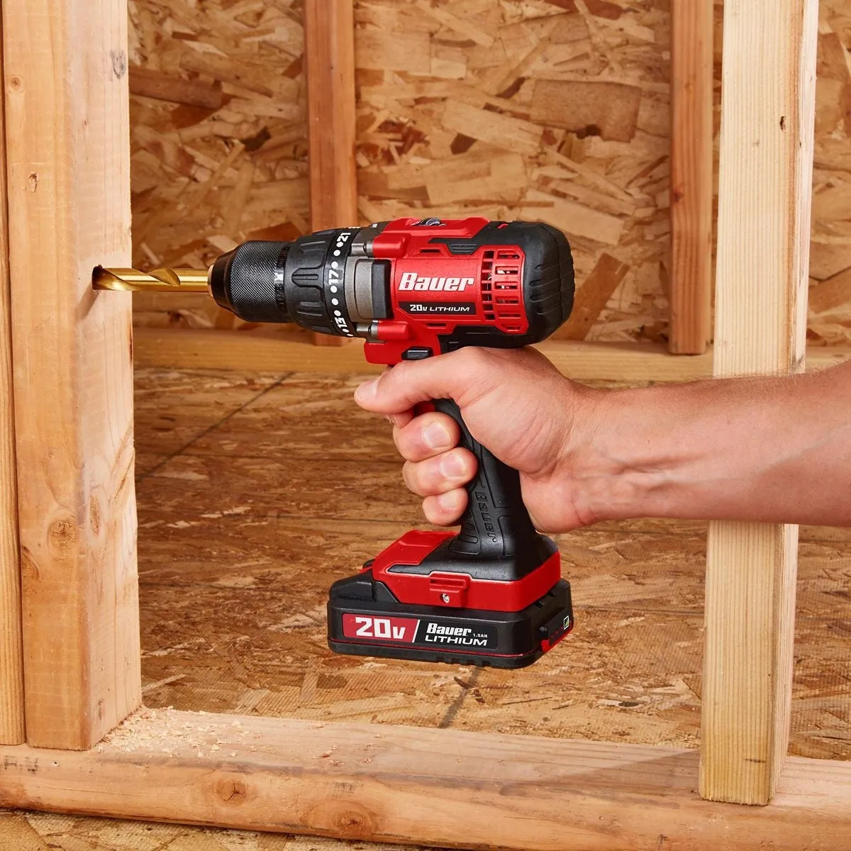 BAUER  20v Lithium-Ion Cordless 1/2 In. Drill/Driver Kit