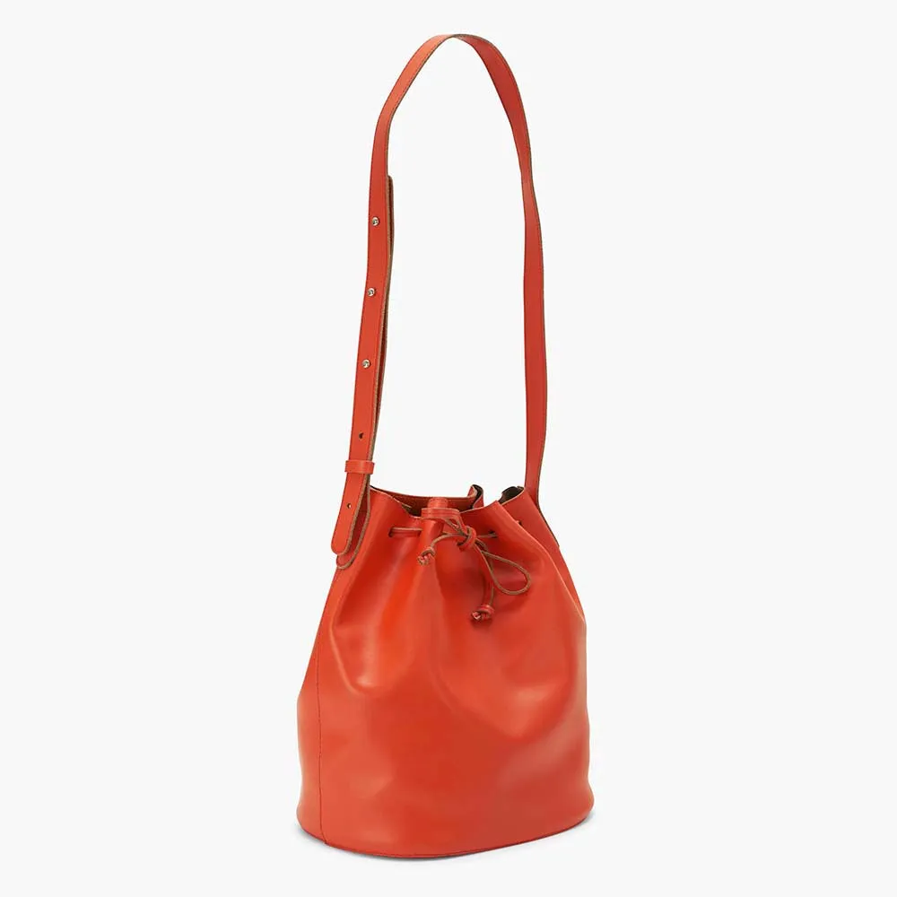 Bella Leather Bucket Bag - Orange