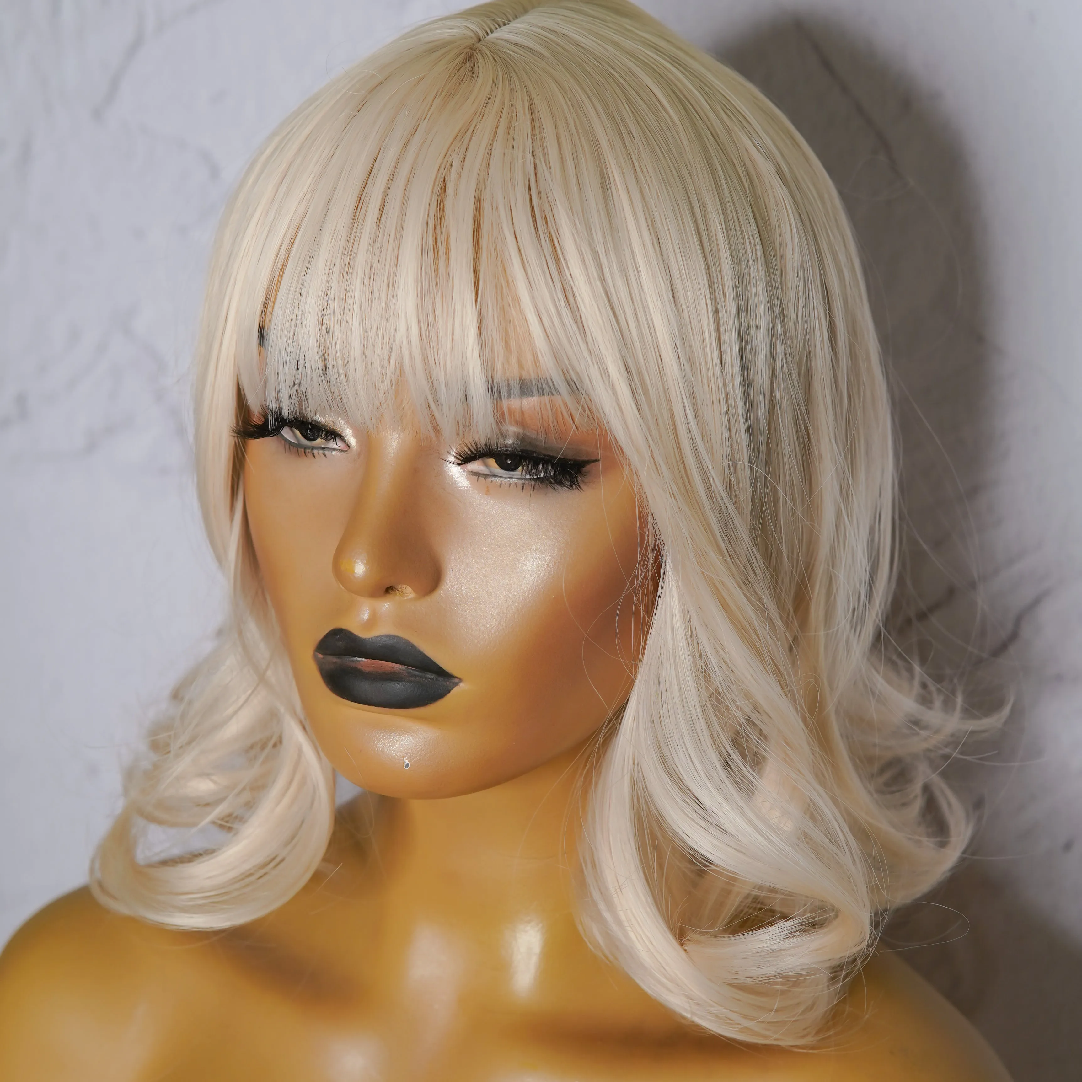 BENNI Platinum Blonde Bob Fringe Wig