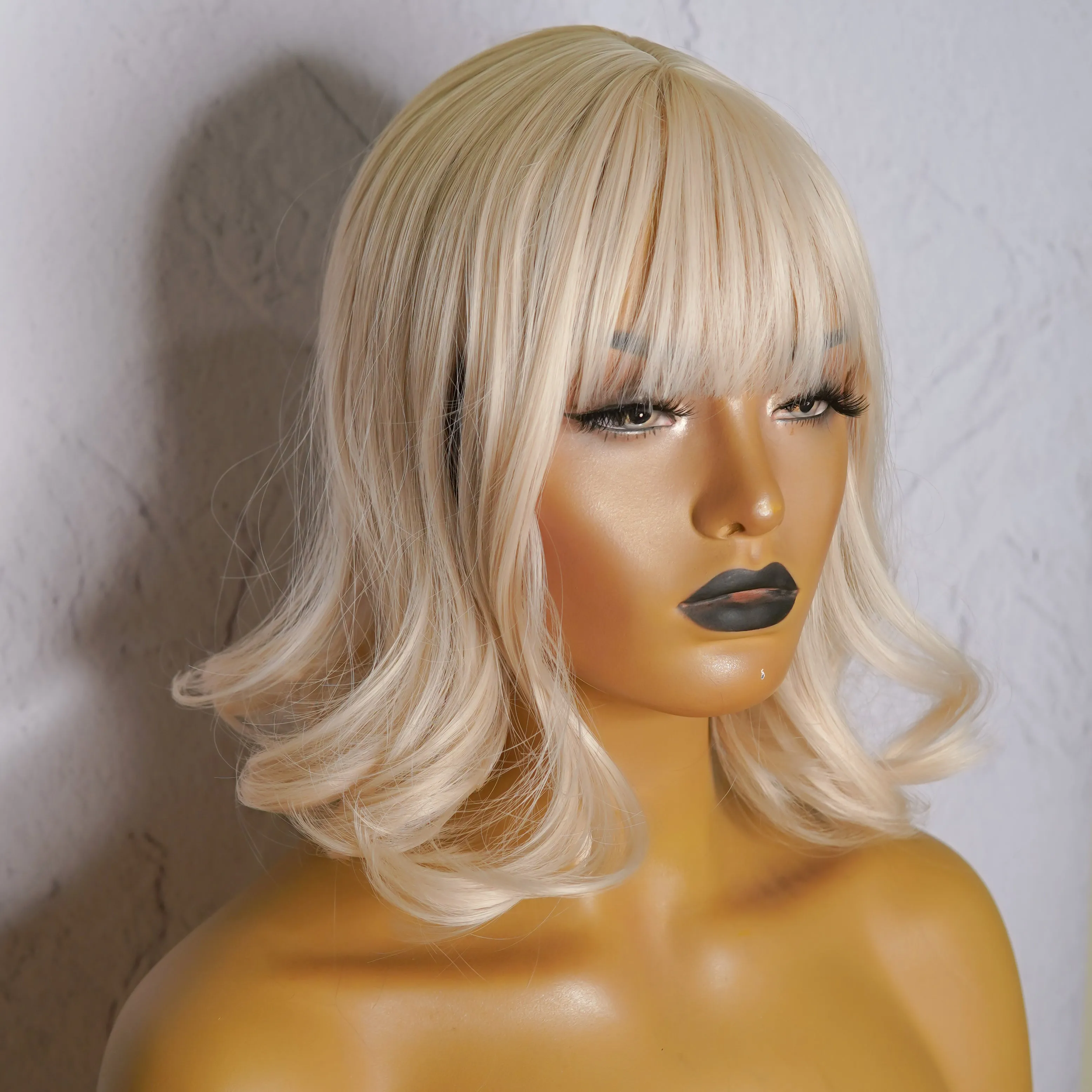 BENNI Platinum Blonde Bob Fringe Wig