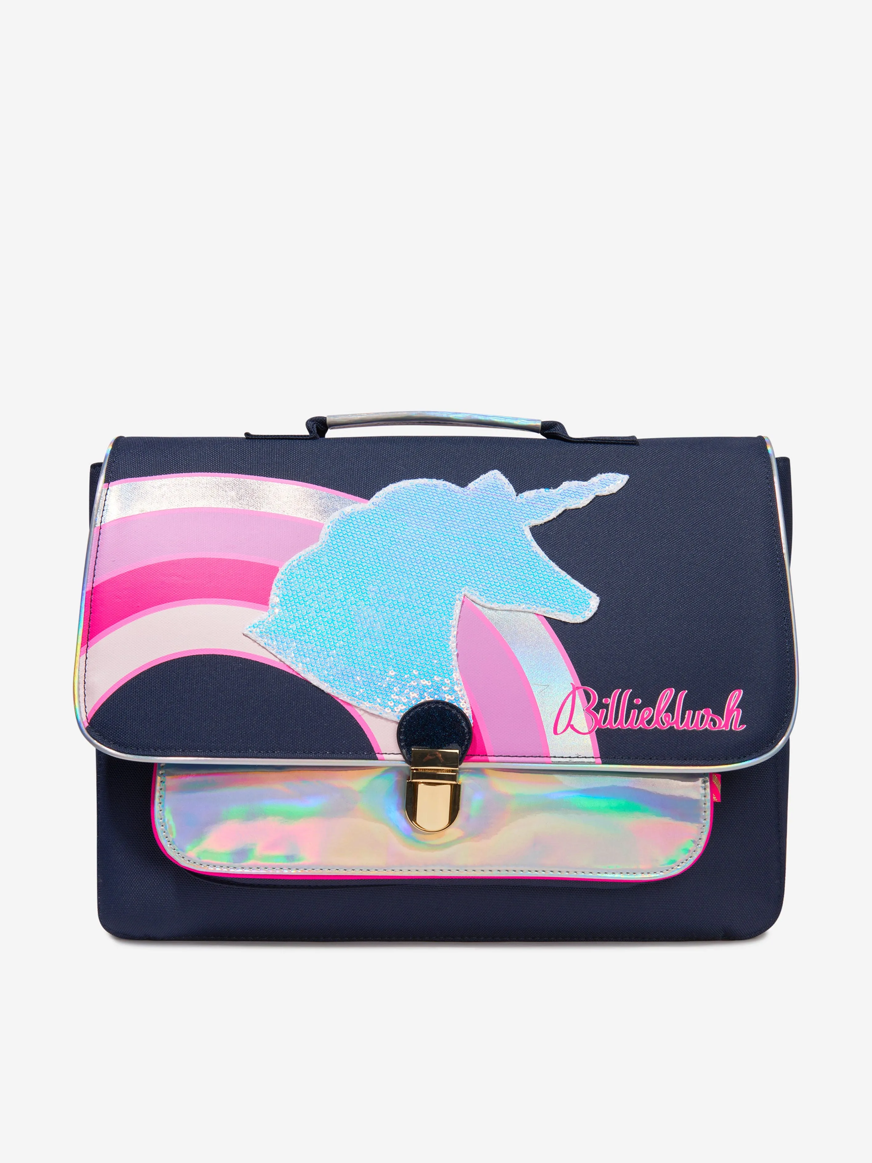 Billieblush Girls Sequin Unicorn Satchel in Navy