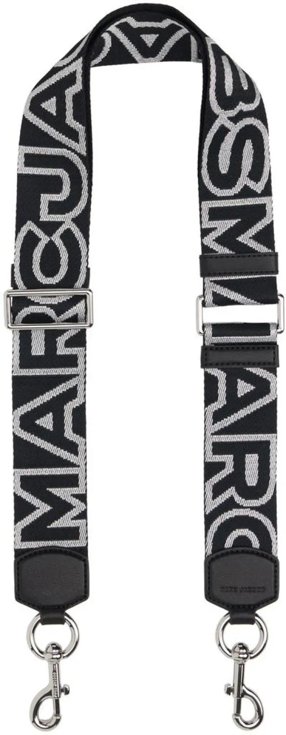 Black & Silver 'The Outline Logo Webbing' Shoulder Strap