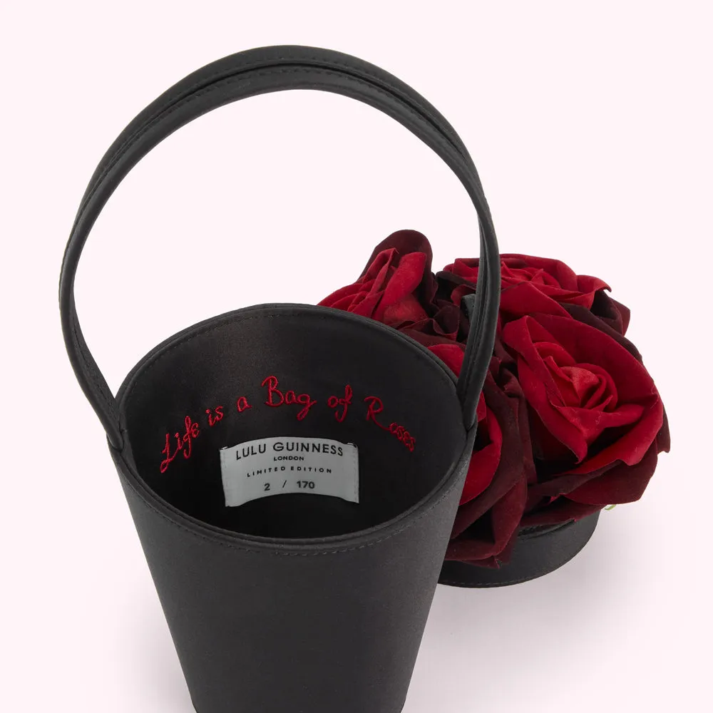 BLACK MULTI LIFE IS A BAG OF ROSES ROSE BASKET BAG