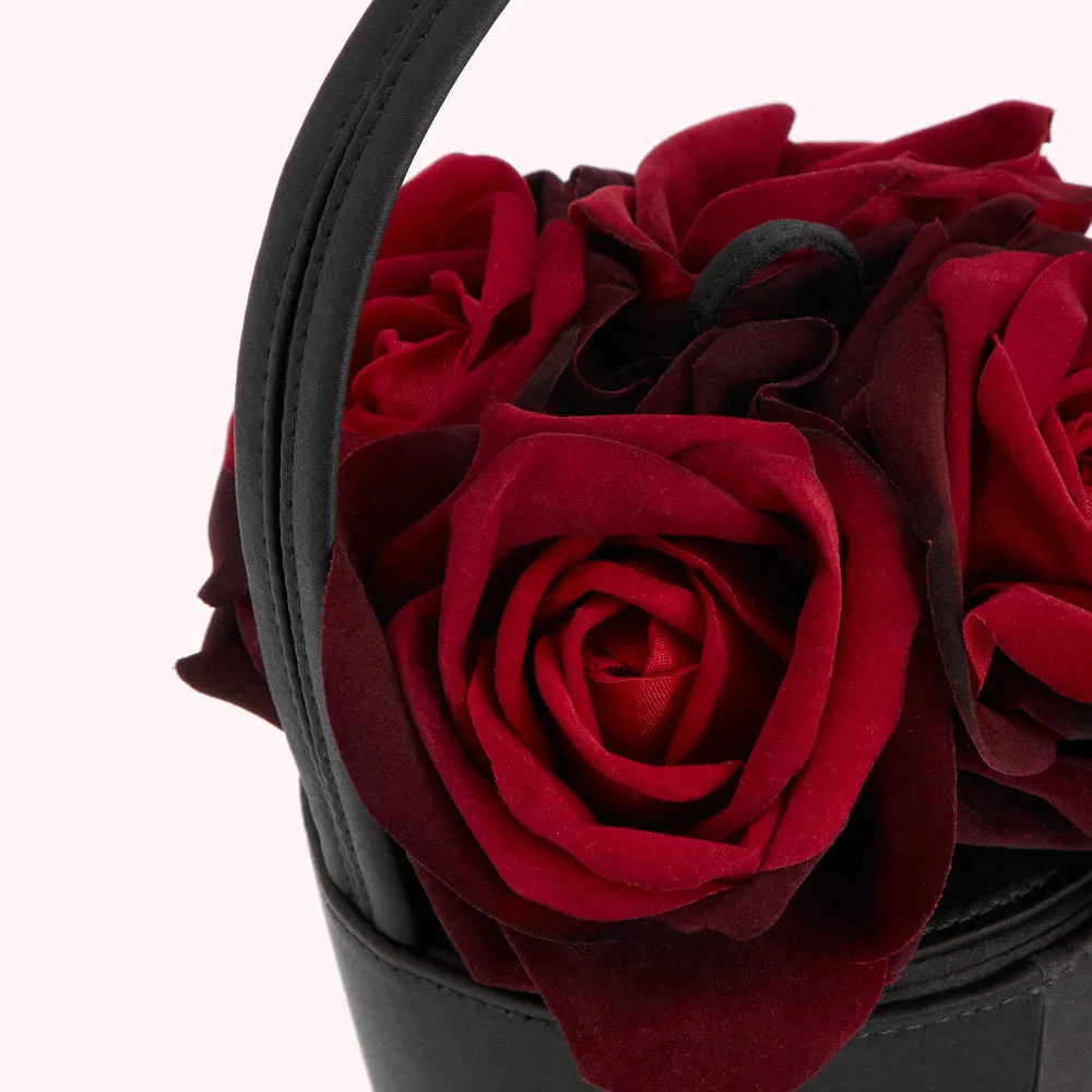 BLACK MULTI LIFE IS A BAG OF ROSES ROSE BASKET BAG