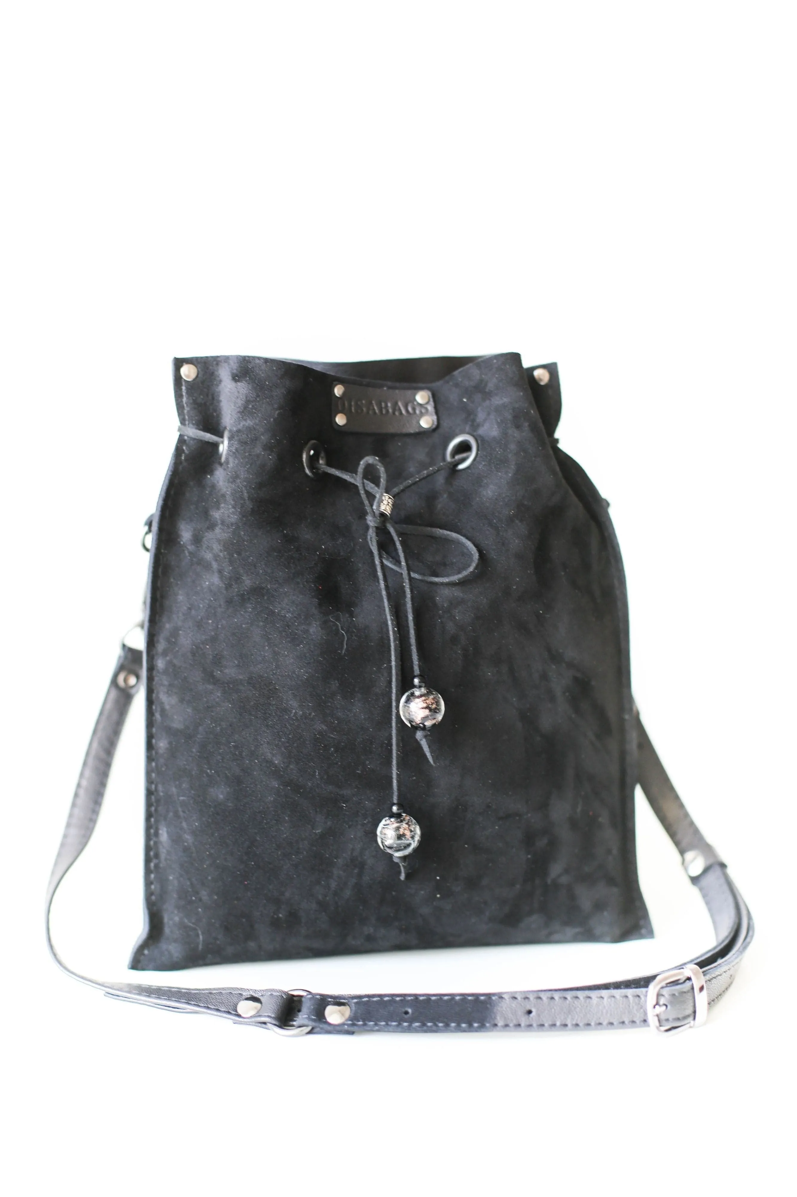 Black Suede Pouch Bag