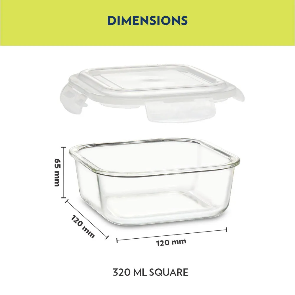 Borosil Pride Glass Lunch Box, Square x 2 (Flat Bag)