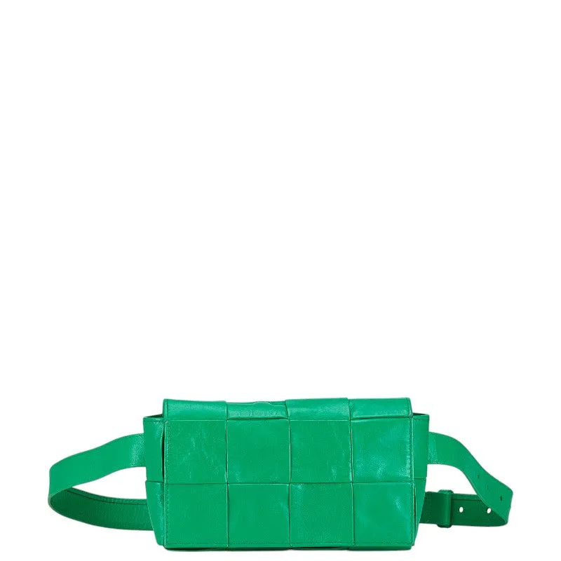 Bottega Veneta Cassette Waist Bag Green Calfskin