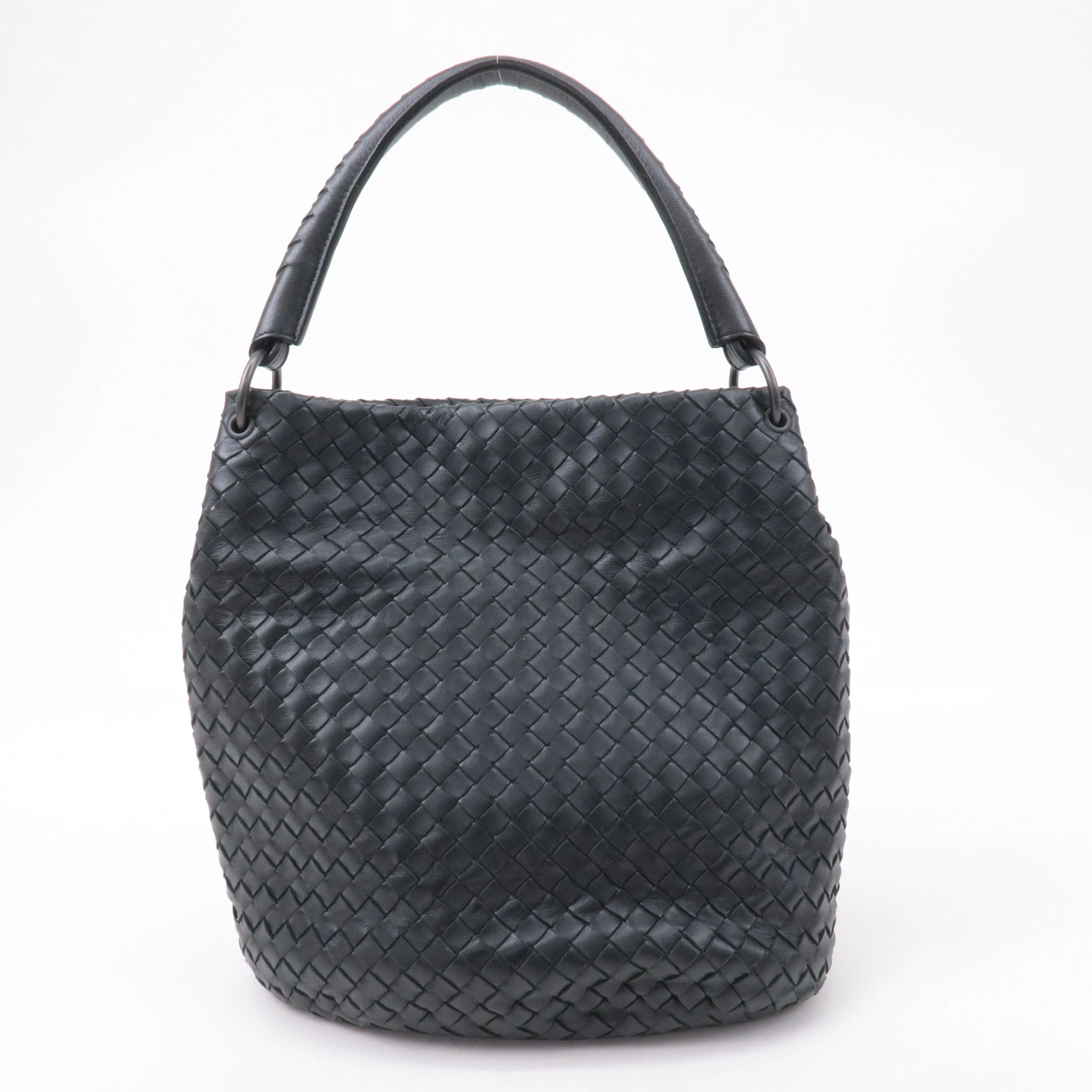 BOTTEGA VENETA Intrecciato Leather Shoulder Bag black 255690