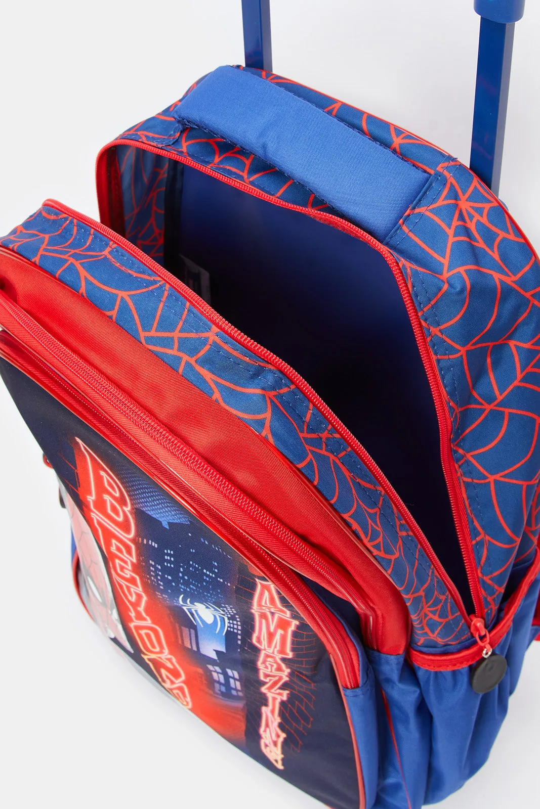 Boys Blue And Red Spider Man Print 18" Trolley Bag