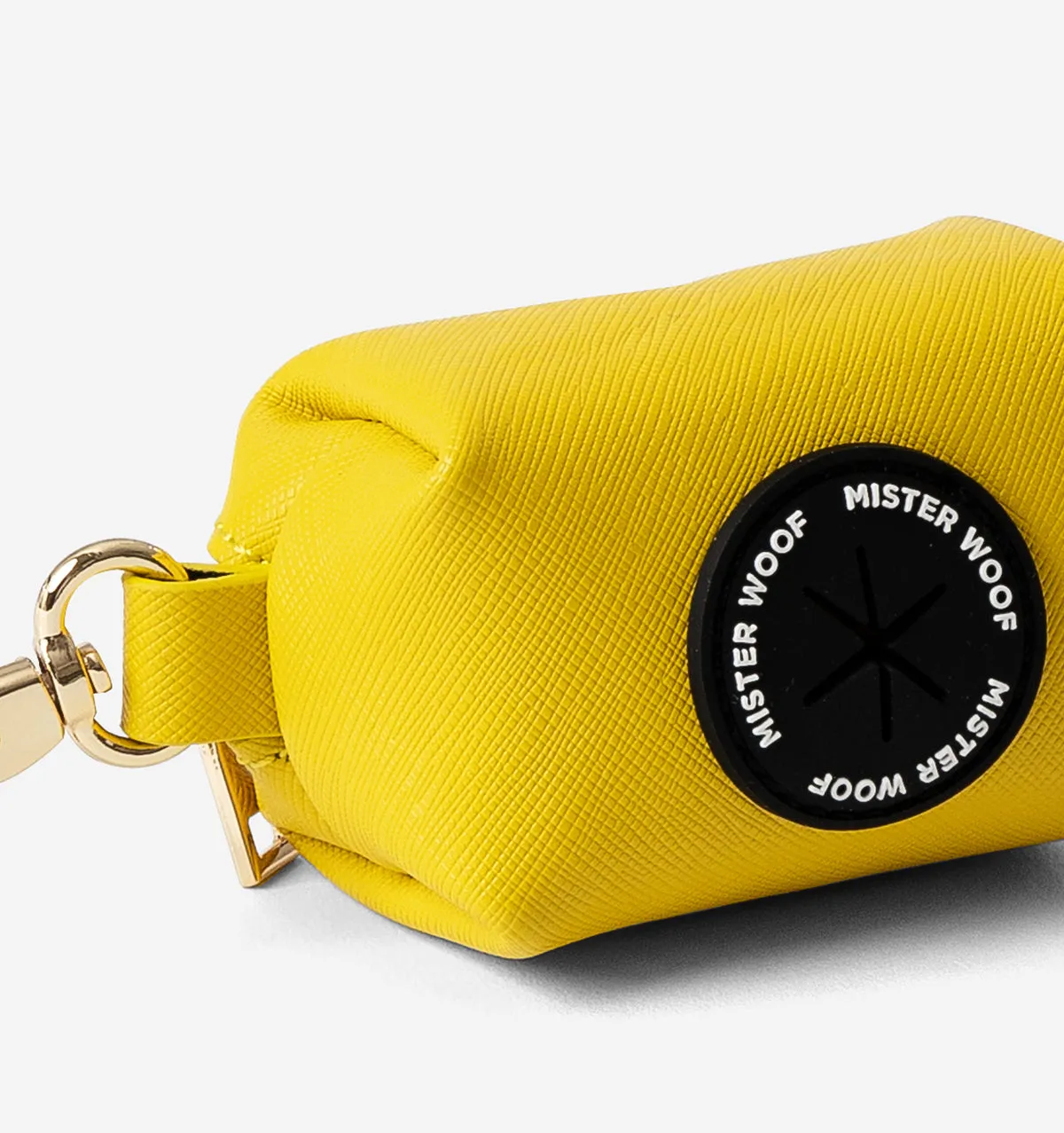 Bright Yellow Leather Poop Bag Holder