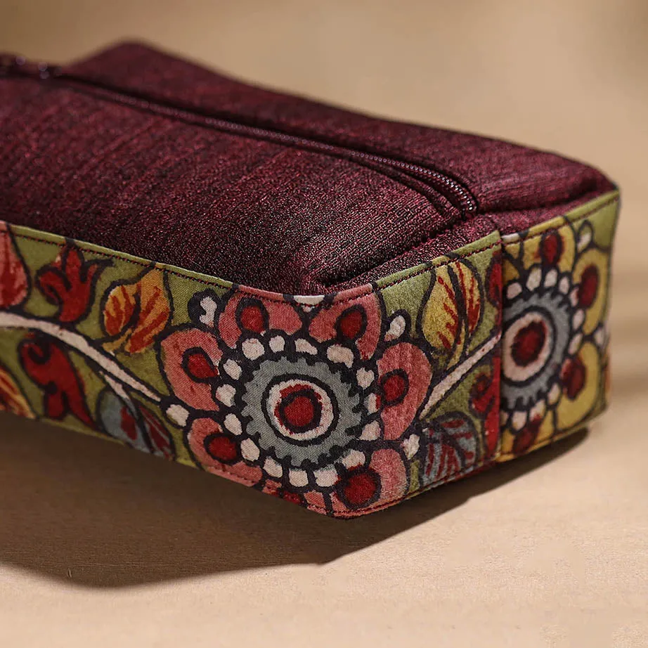 Brown - Handpainted Kalamkari Multipurpose Cosmetic/Toiletry Bag 06