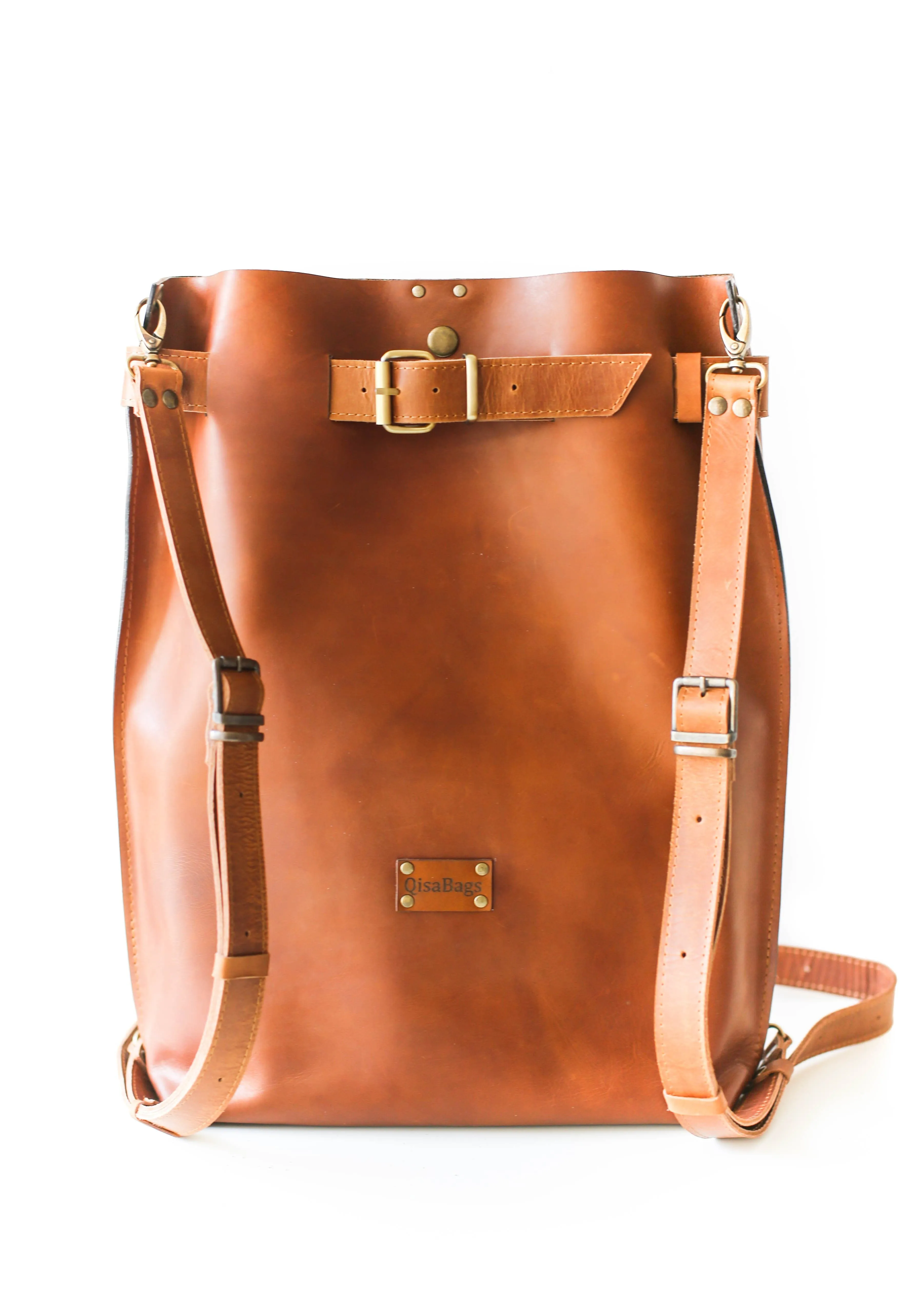 Brown Leather Backpack Purse - All Sizes