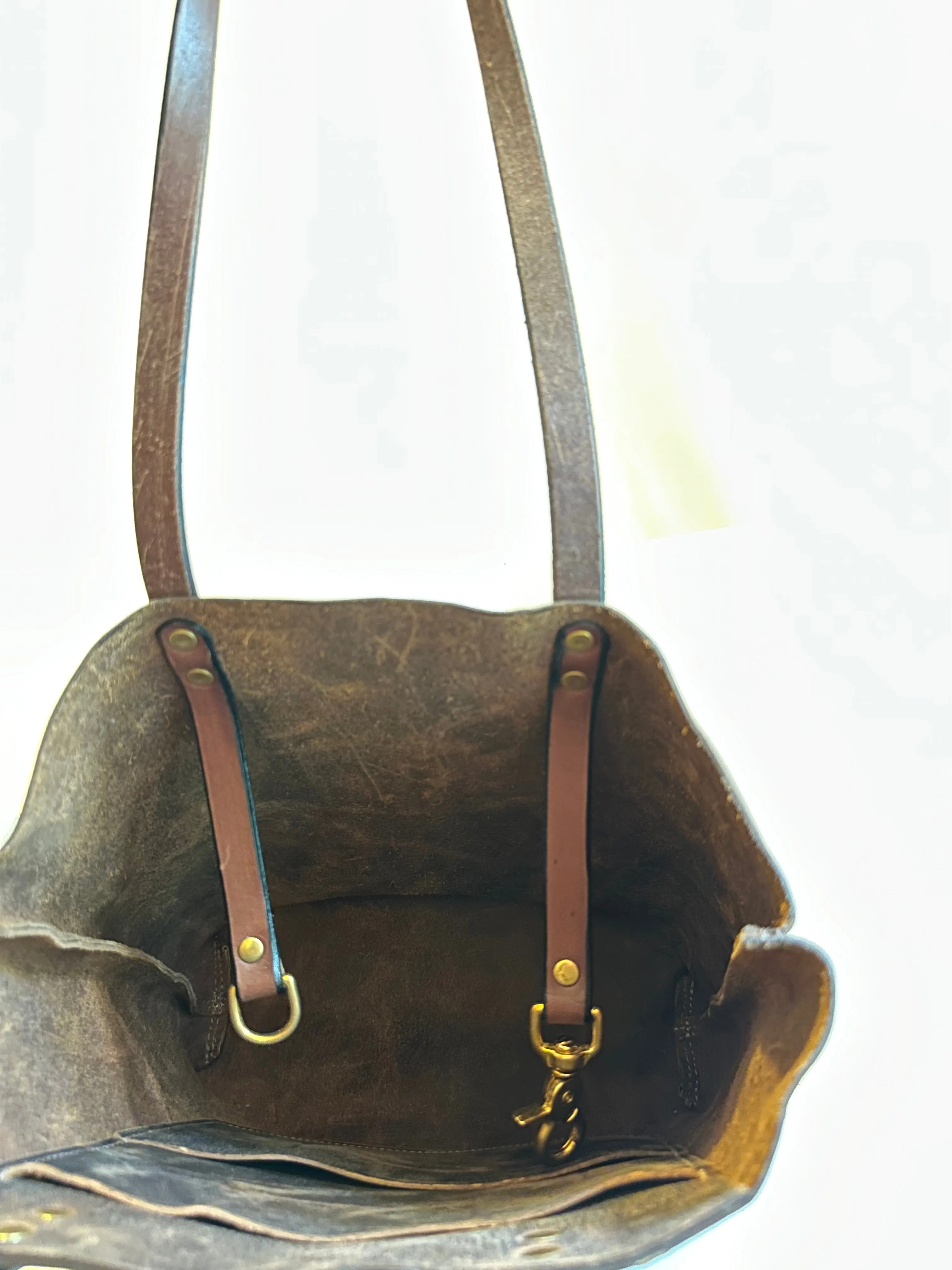 Brown Pull Up EDC Leather Tote Bag