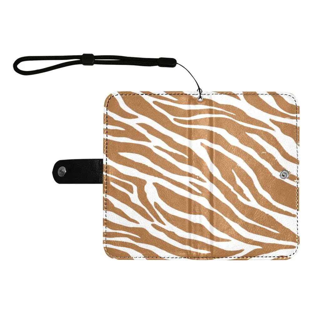 Brown Zebra Flip Leather Purse for Mobile Phone