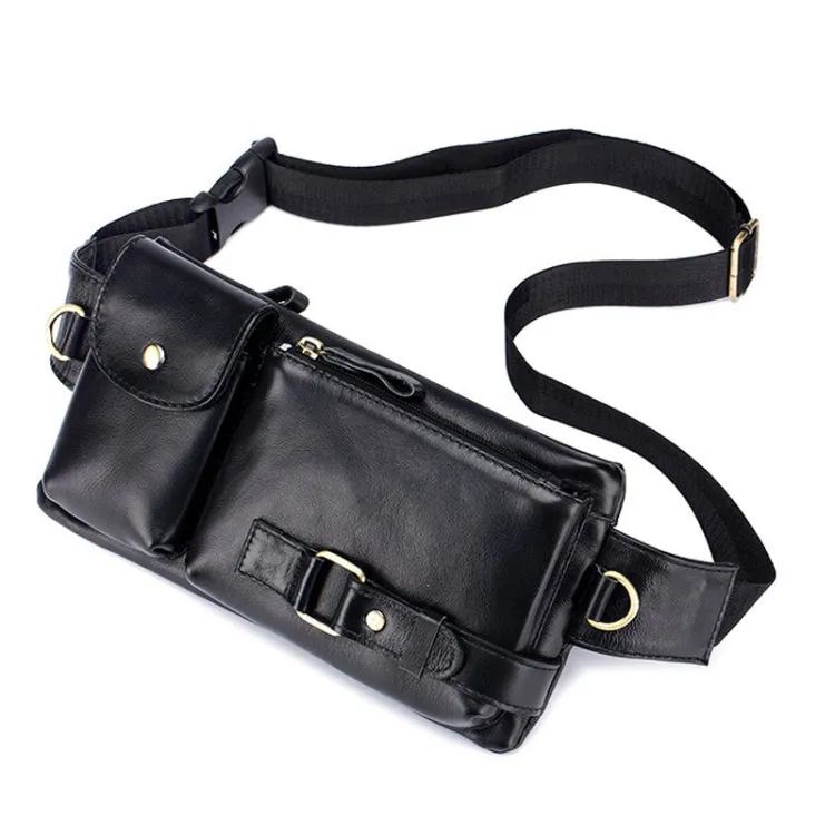 BULL CAPTAIN 020 Men Small Mobile Phone Waist Bag Crossbody Multi-Function Chest Bag(Black)