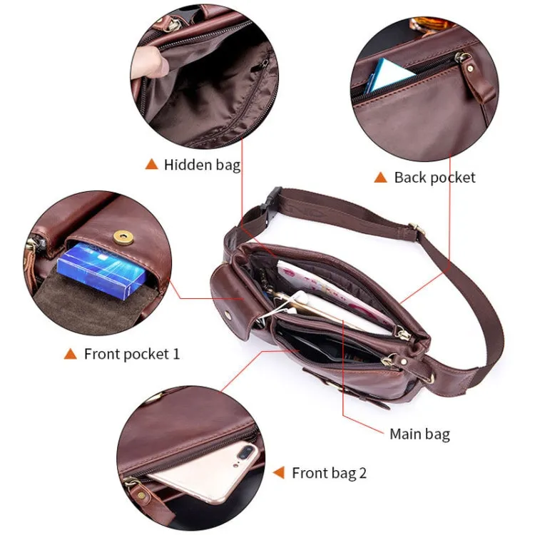 BULL CAPTAIN 020 Men Small Mobile Phone Waist Bag Crossbody Multi-Function Chest Bag(Black)