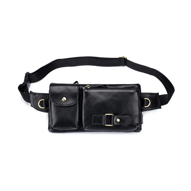 BULL CAPTAIN 020 Men Small Mobile Phone Waist Bag Crossbody Multi-Function Chest Bag(Black)