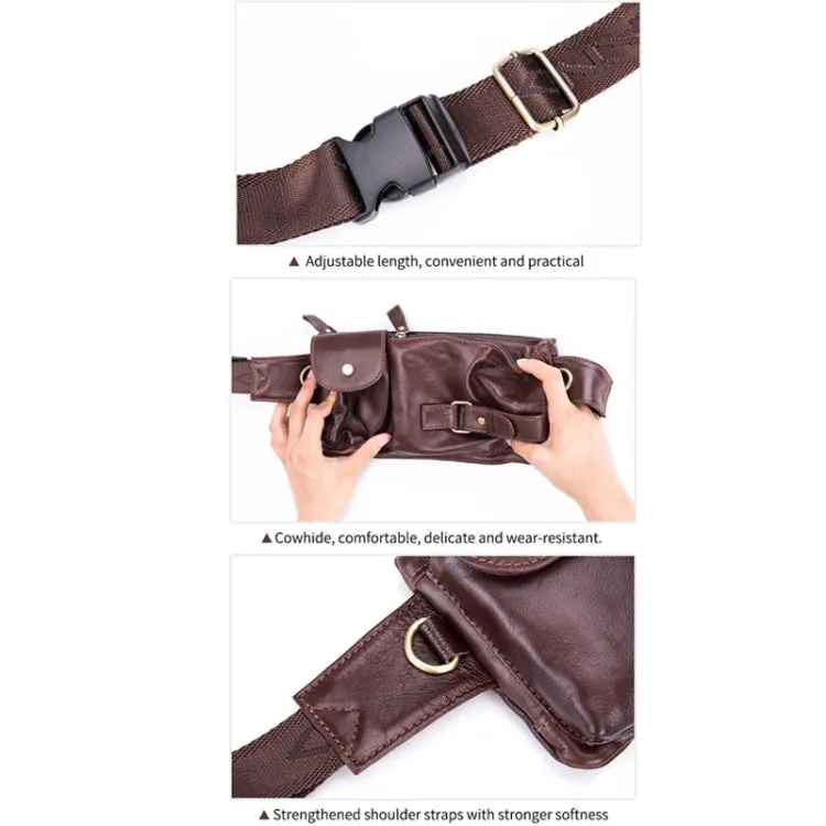 BULL CAPTAIN 020 Men Small Mobile Phone Waist Bag Crossbody Multi-Function Chest Bag(Brown)