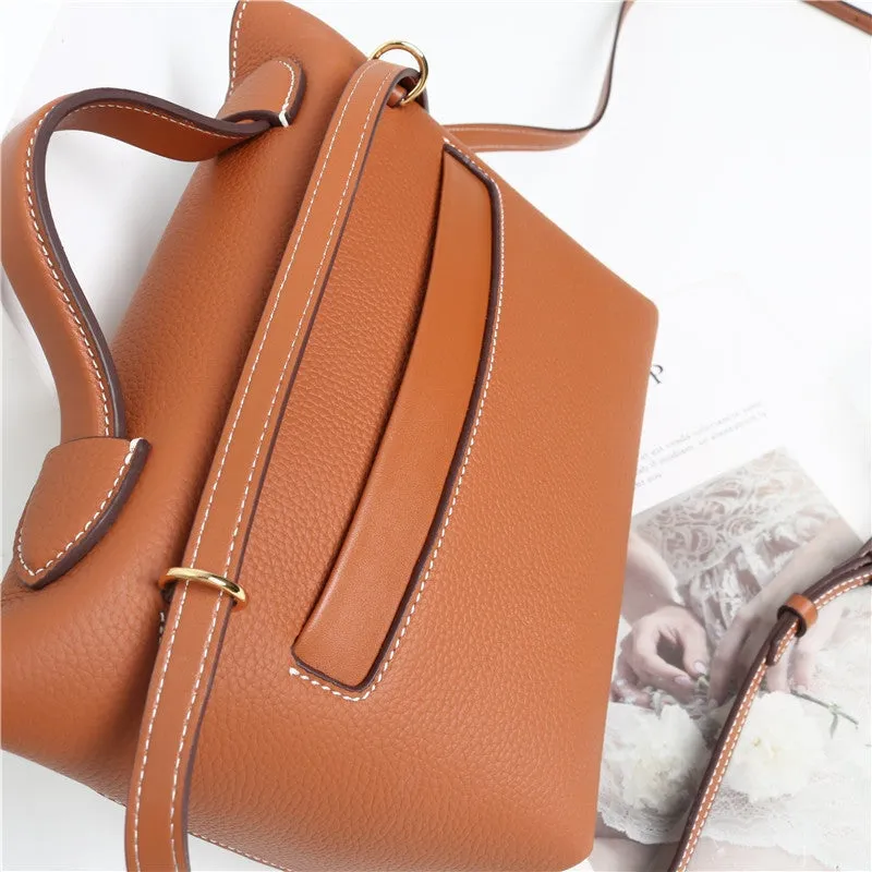 Calfskin Leather Top Handle Cross Body Bag