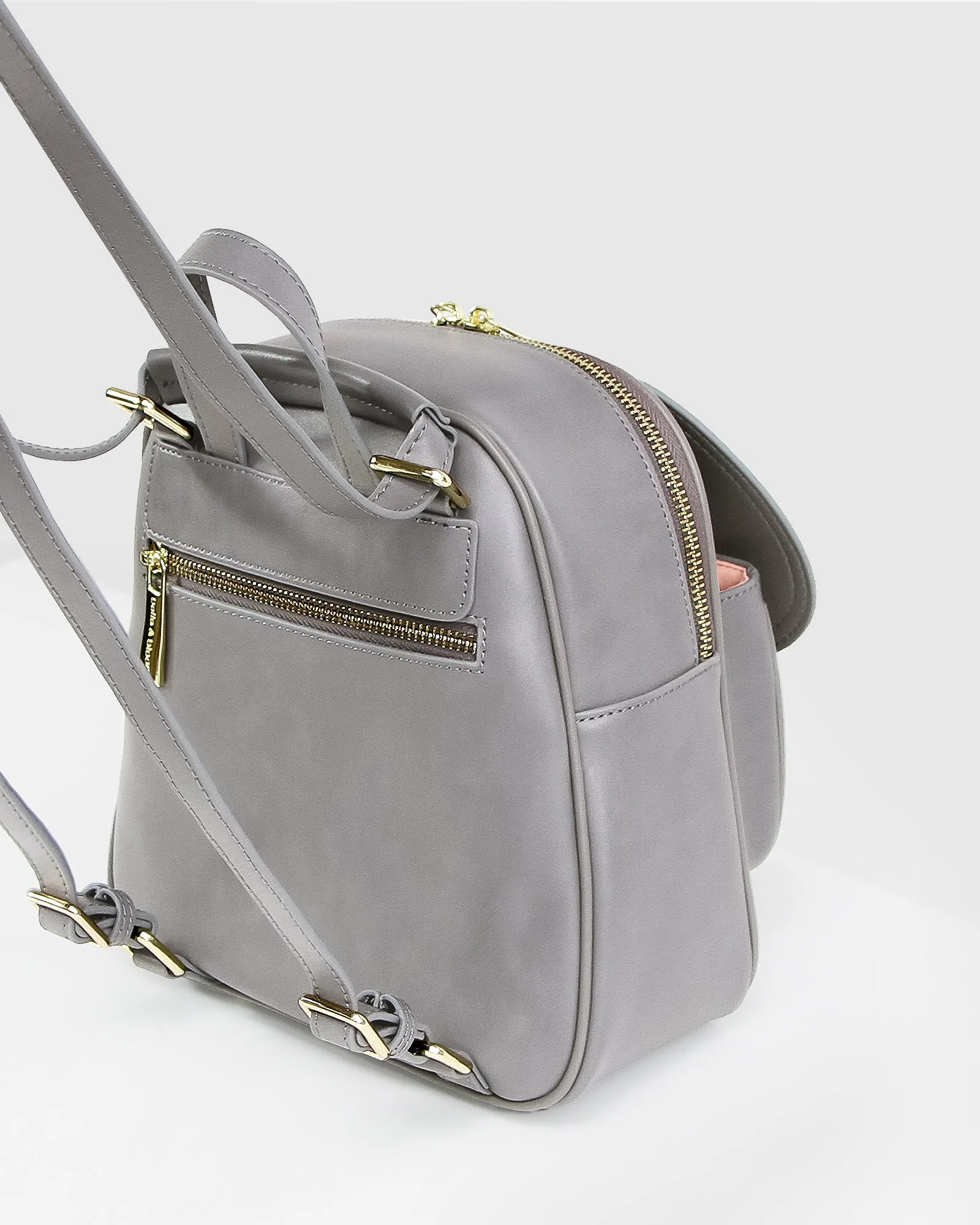 Camila Leather Backpack - Grey