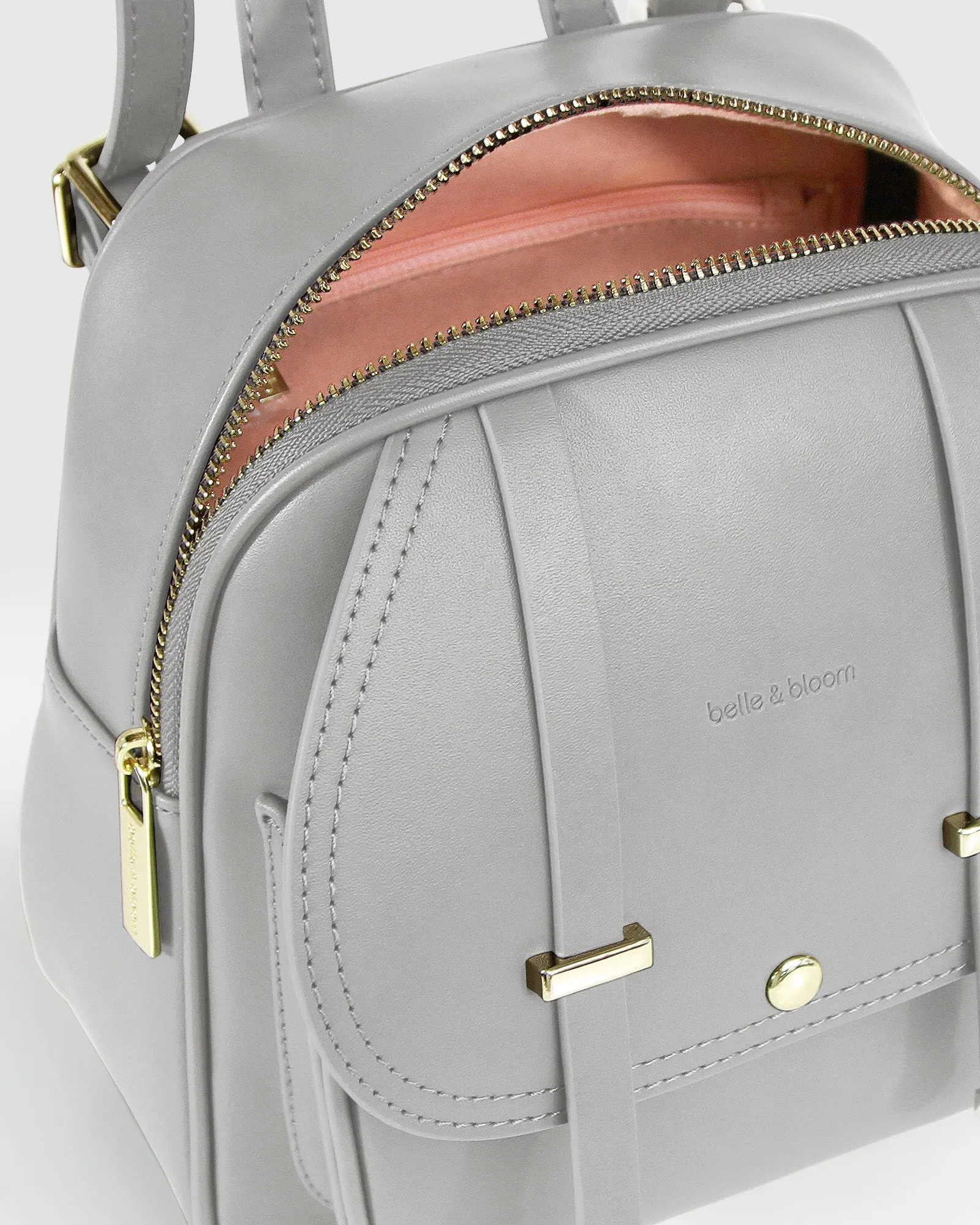 Camila Leather Backpack - Grey