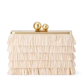 Carlita Fringe Clutch Bag in Natural