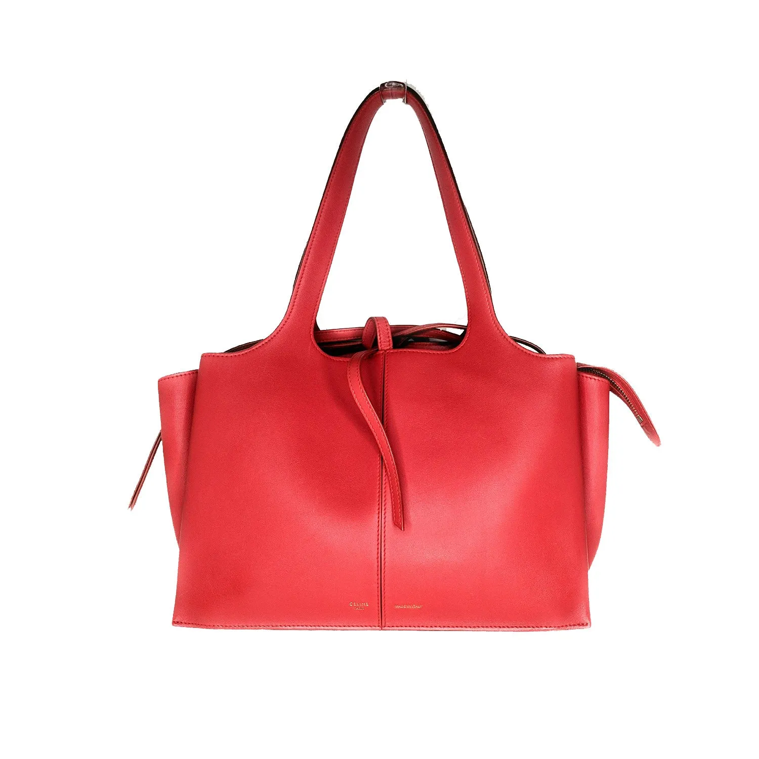 Celine Red Calfskin Leather Tri-fold Small Tote