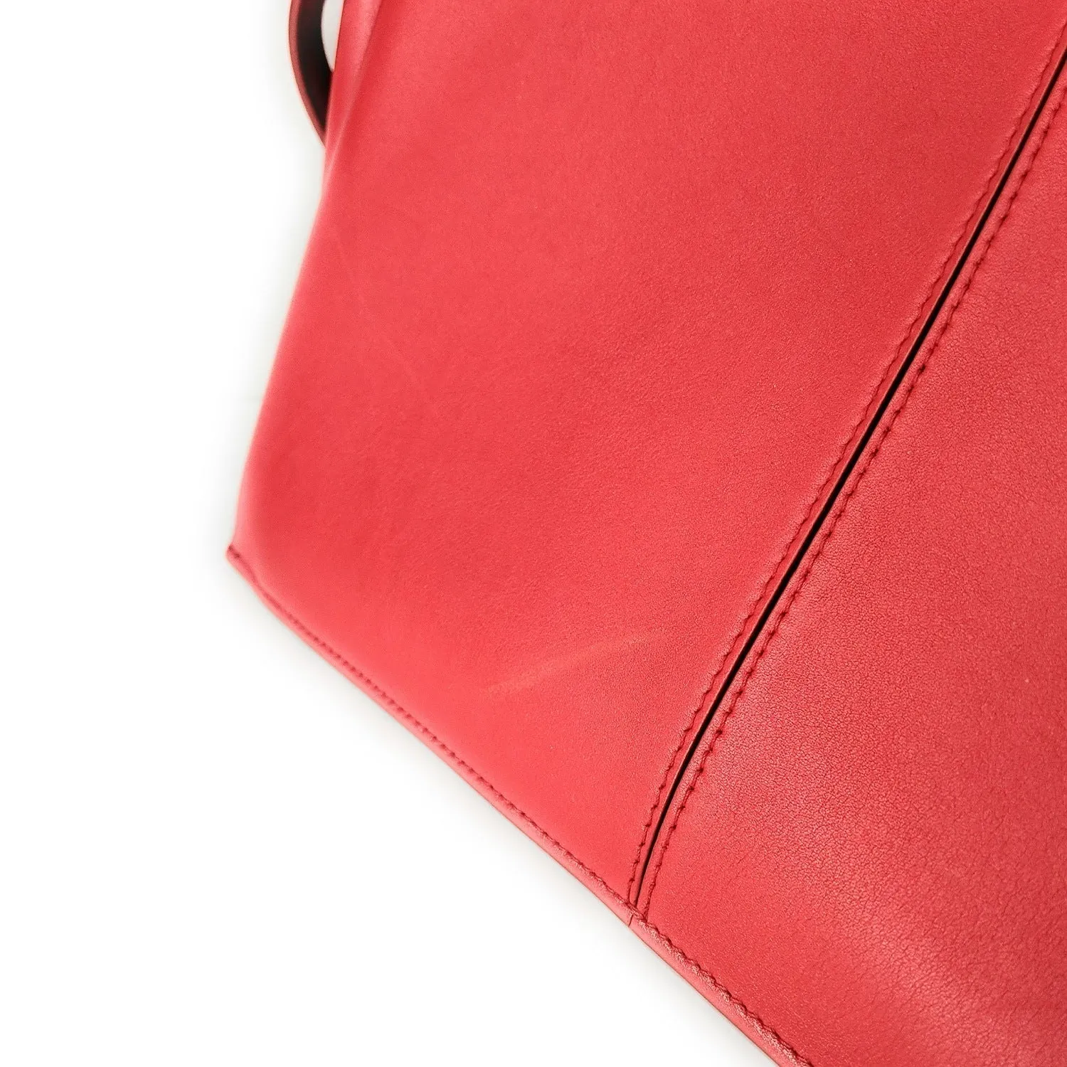 Celine Red Calfskin Leather Tri-fold Small Tote