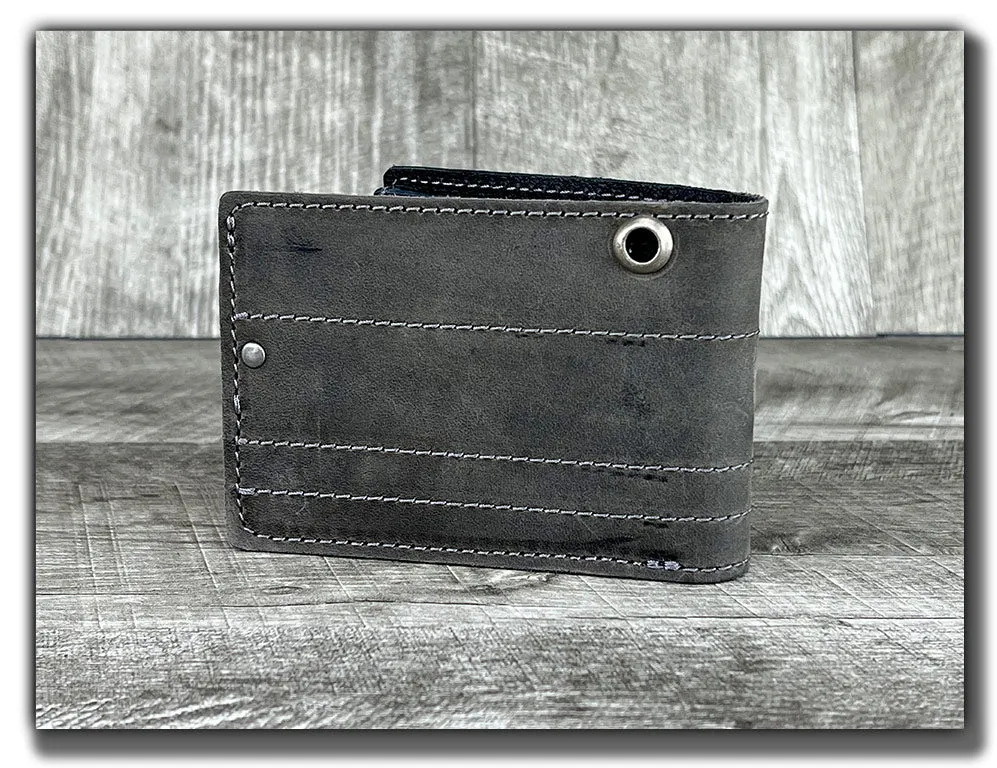 Chain Wallet with Guitar Pick Slots (With or Without Chain) - Aged Steel/Carbon Black