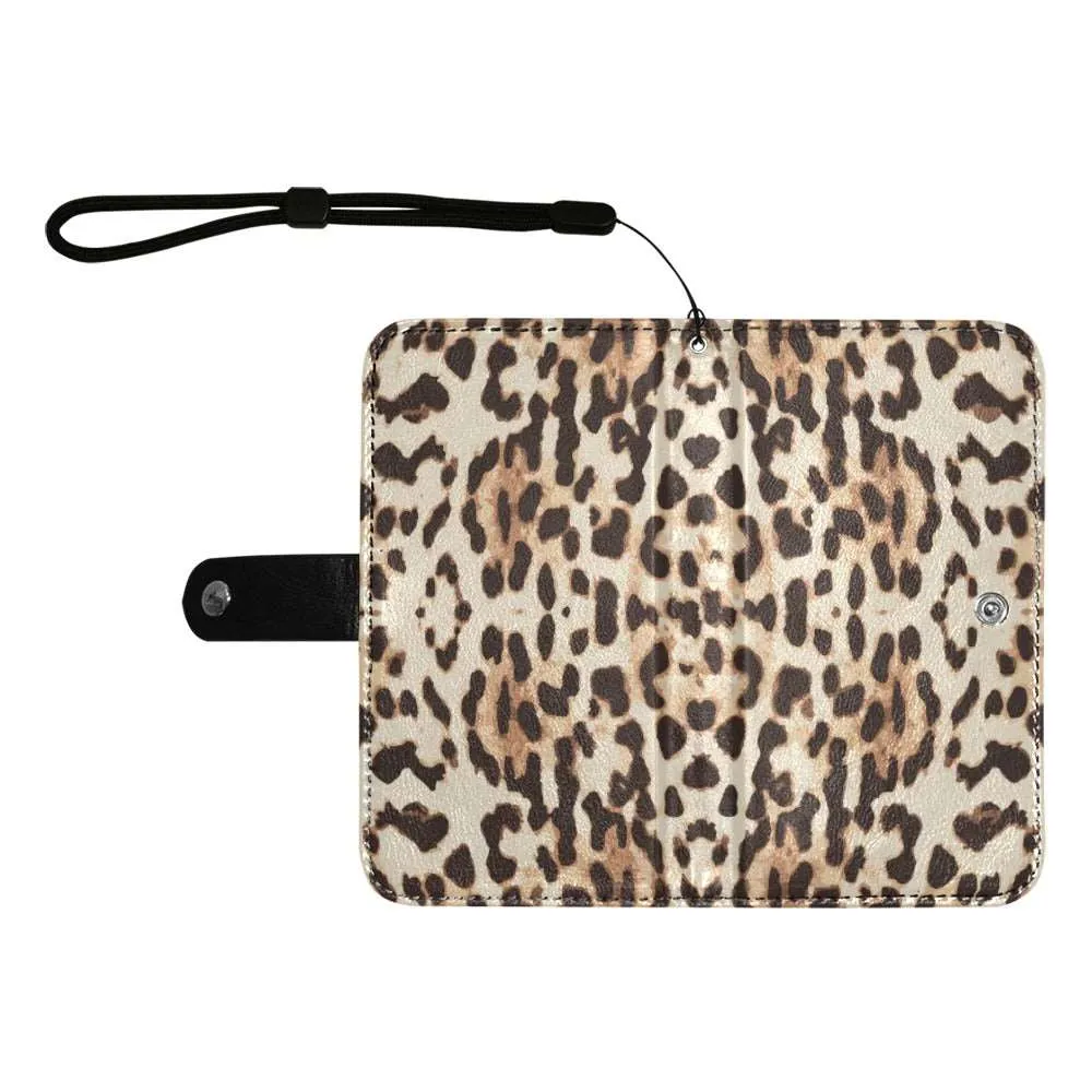 Cheetah Flip Leather Purse for Mobile Phone