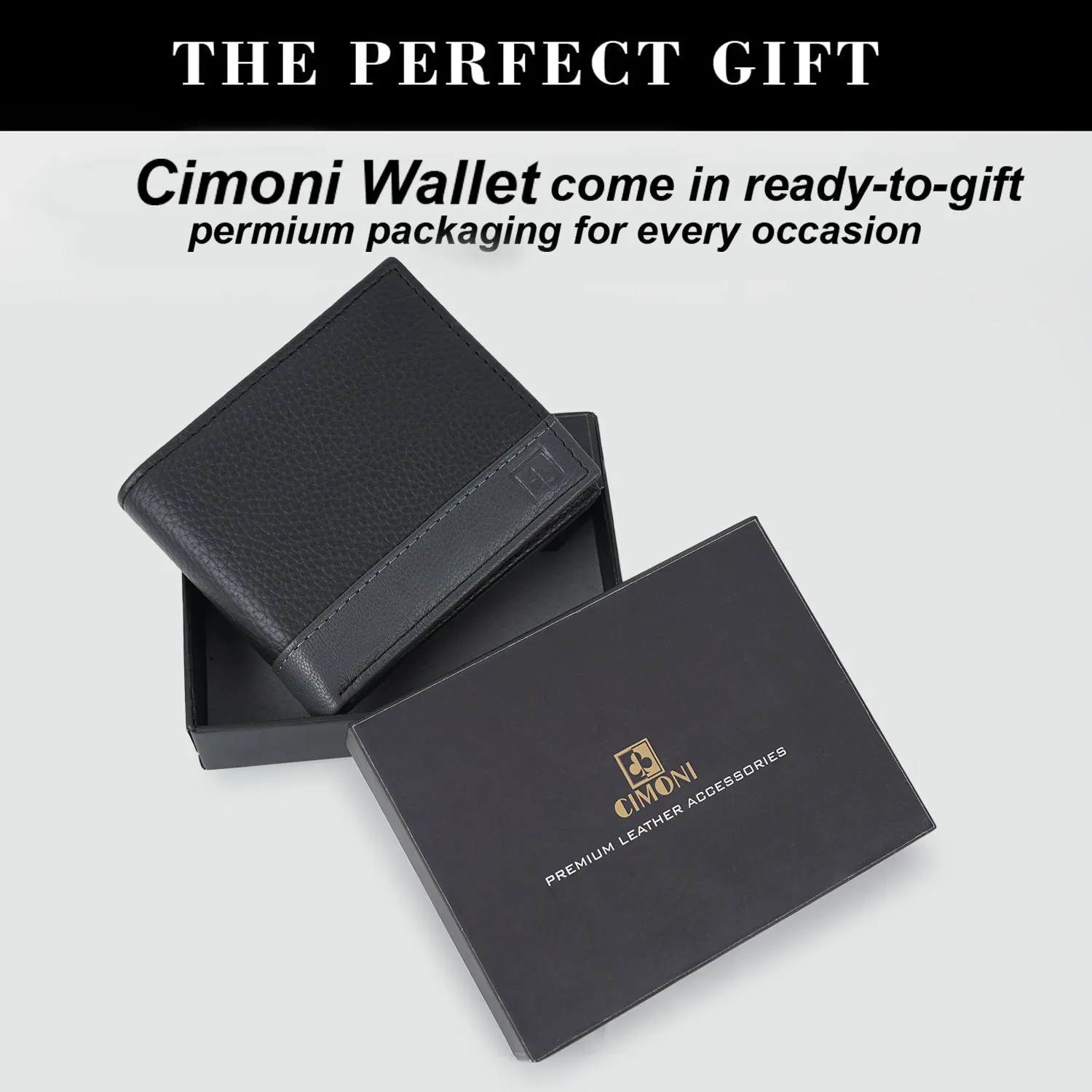 CIMONI Genuine Leather Classic Black Ultra Strong Stitching |12 Credit Cards Slot Wallet for Men