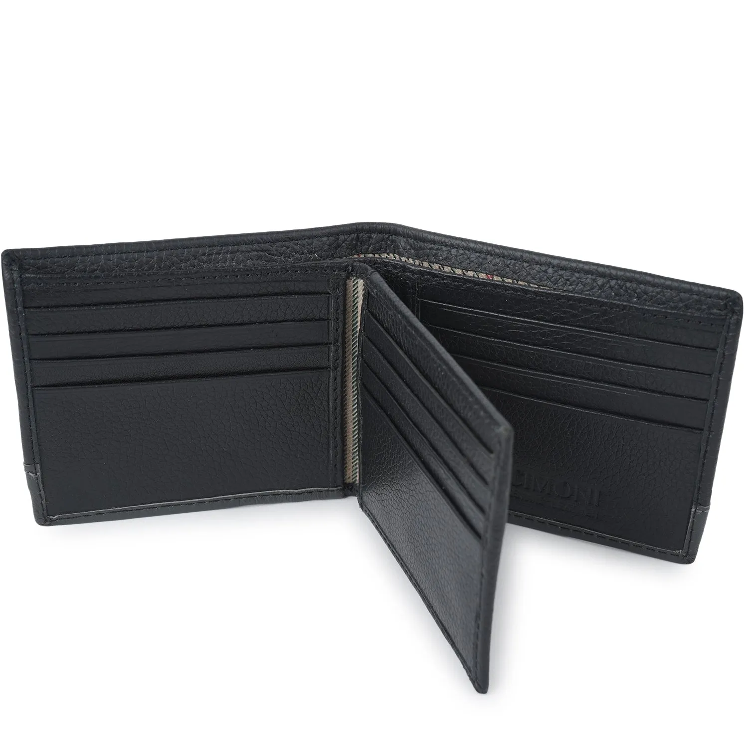 CIMONI Genuine Leather Classic Black Ultra Strong Stitching |12 Credit Cards Slot Wallet for Men