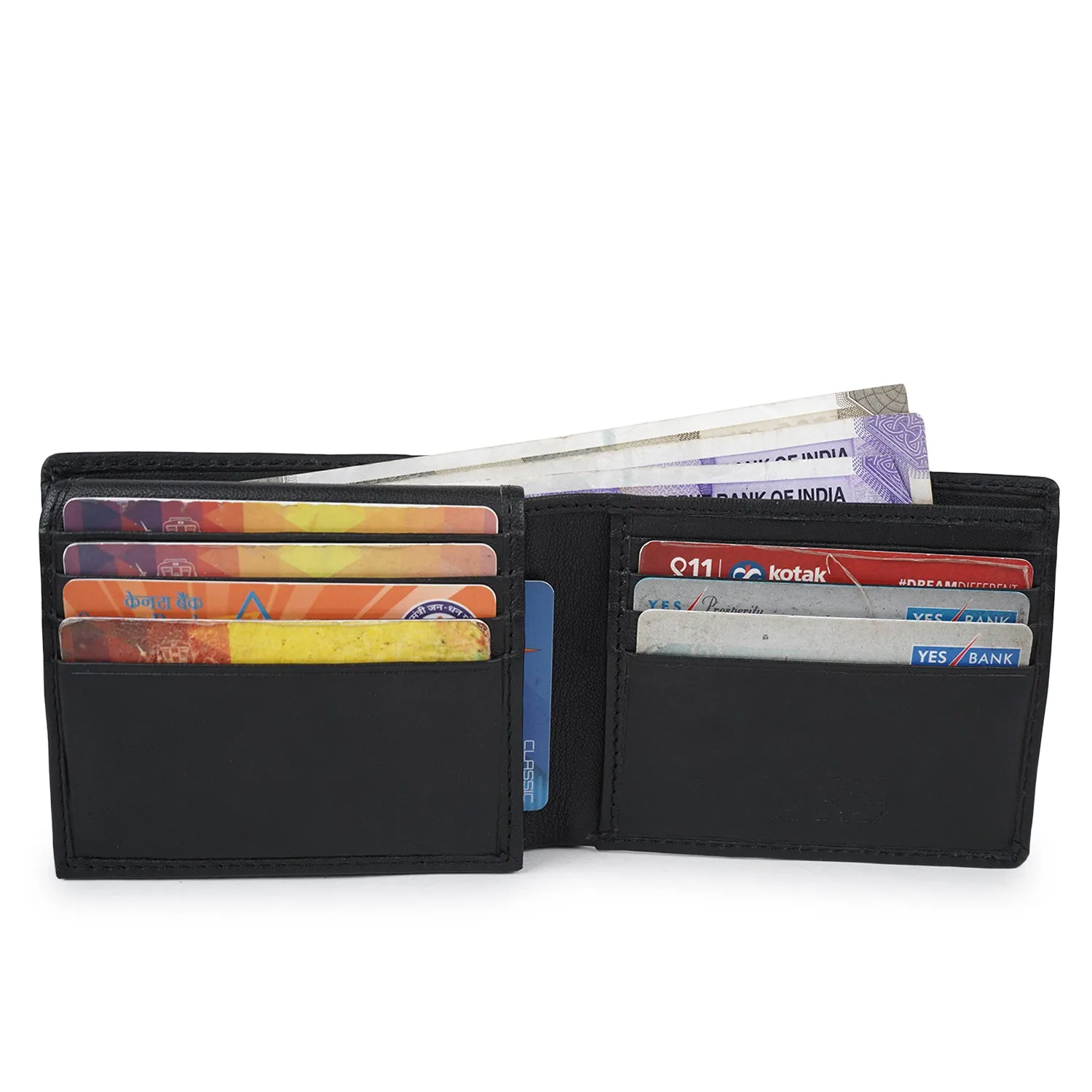 CIMONI Genuine Leather Classy Black Slim Travel Credit Cards Trendy Wallet for Men